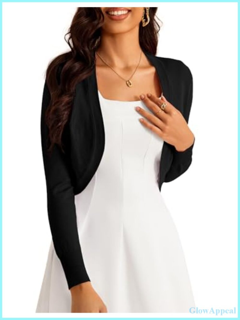 Viscose Nylon Cropped Cardigan Bolero Long Sleeve Open Front Soft Stretchy